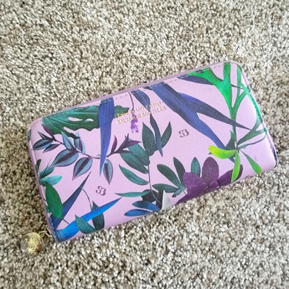 Salvador Bachiller Purple Tropical Floral Wallet